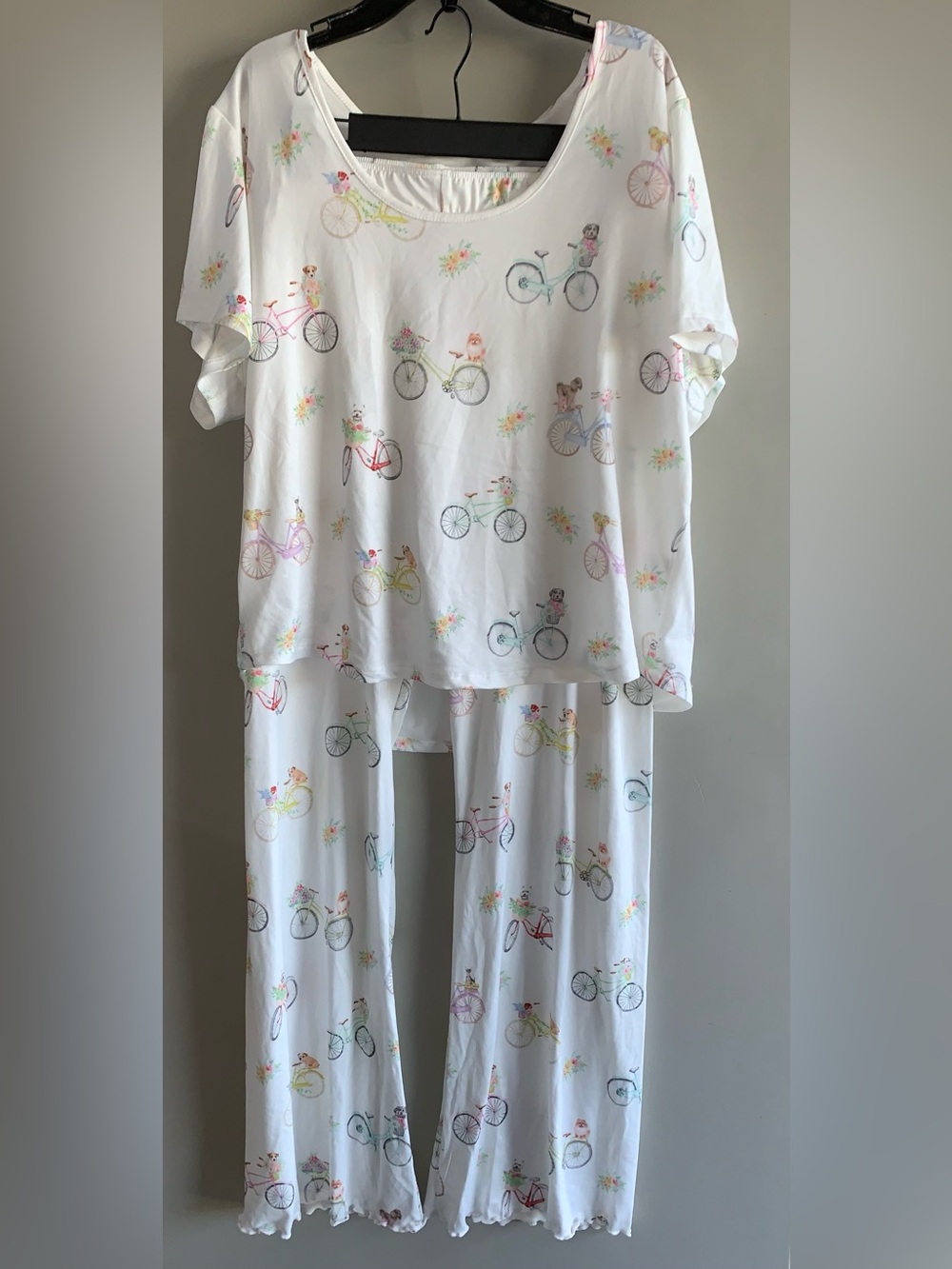PJ Salvage White Two-Piece Bicycle-Print Pajama Set